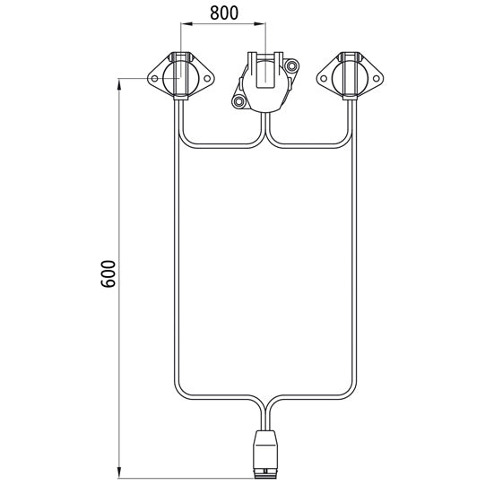 Supply cable, 15-pin socket, 17-pin ASS LP20, 600mm/800mm, OEM