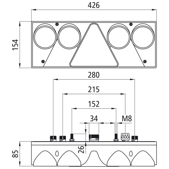 Europoint II, 24 V, right, 7-pin, 4x 2-pin, partial LED/hybrid