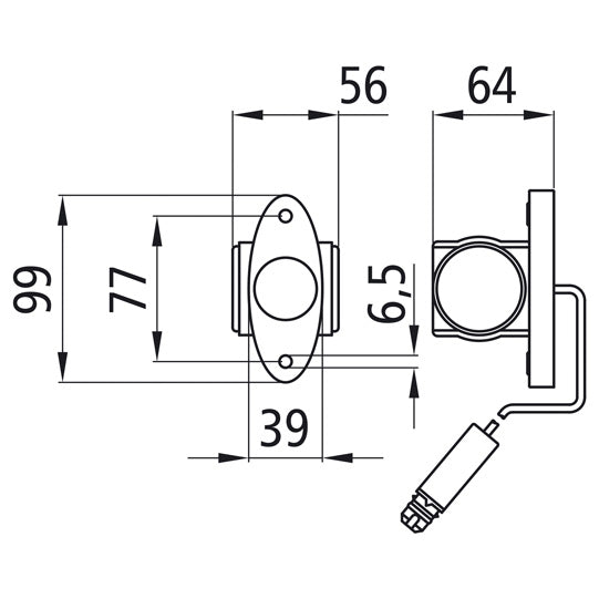 Superpoint III LED, 24 V, li/re, 0.25m, 3-pin