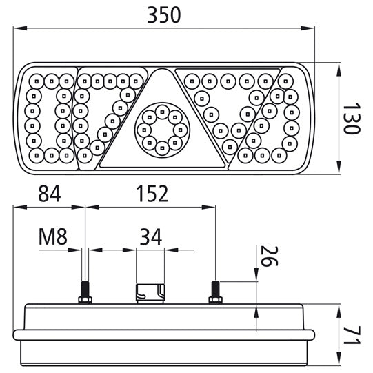 EcoLED, 24 V, right, 7-pin ASS, with triangle, with LCG