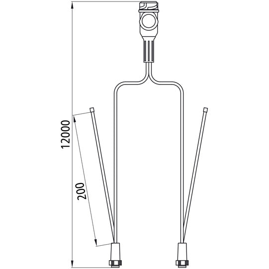 Supply cable, 13-pin plug, 2x8-pin bay. 12000 mm, 2x DC