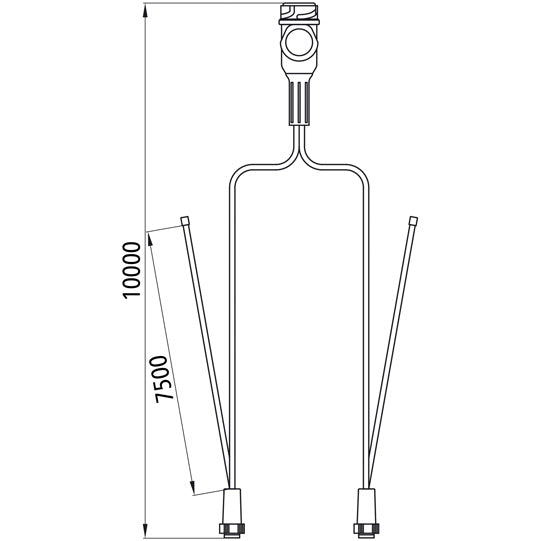 Supply cable, 13-pin plug, 2x8-pin bay. 10000 mm, 2x DC