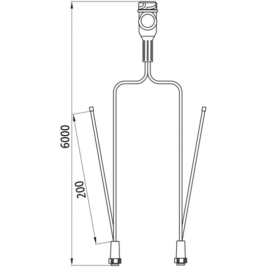Supply cable, 13-pin plug, 2x8-pin bay. 6000 mm, 2x DC