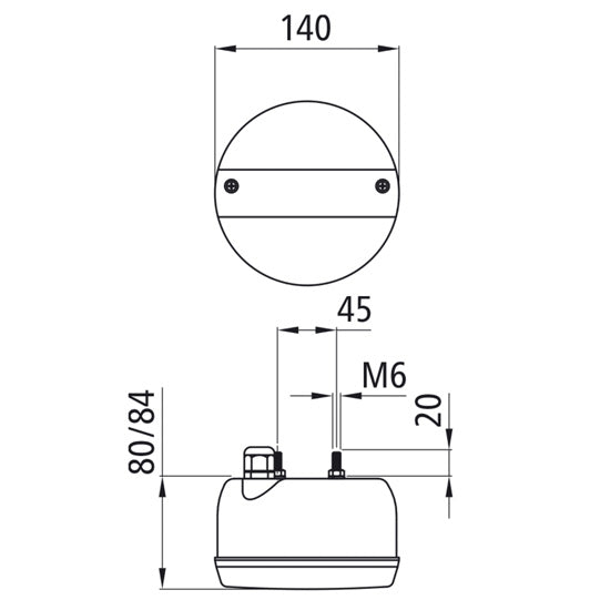 3-chamber light LED, 24 V, 140 mm Ø, PG11