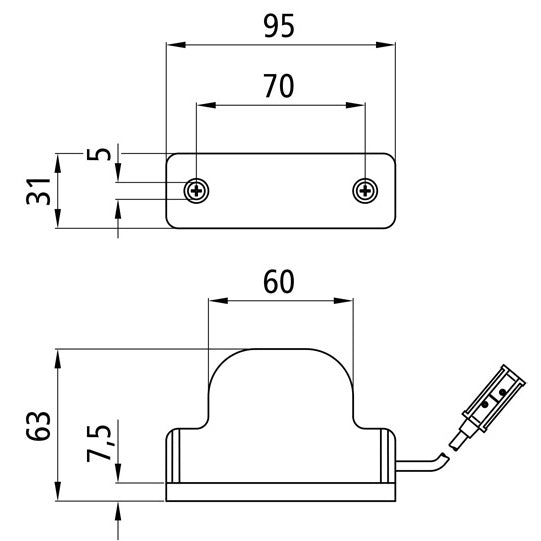 Sidepoint, 24 V, SML, 0.50 m, P&R, recessed version