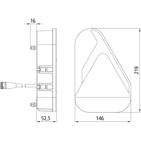 Earpoint LED, 12/24 V, right, 7-pin ASS, with triangle, OEM