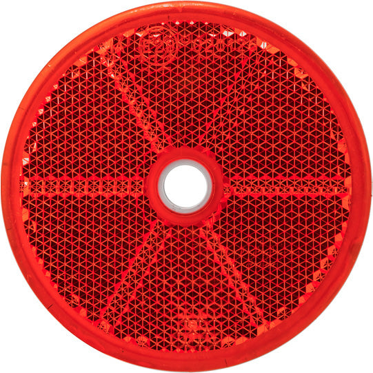Reflector, round, Ø 60 mm, red, with mounting hole 6 mm