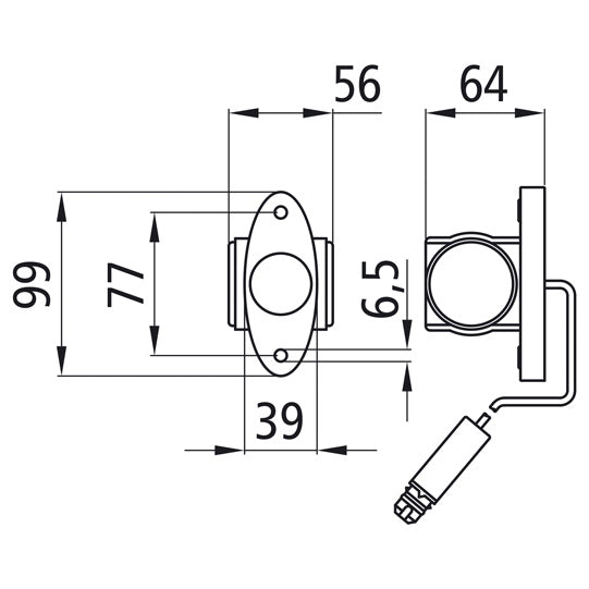 Superpoint III LED, 24 V, li/re, 0.25m, 3-pin