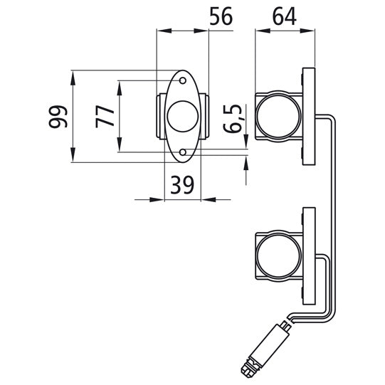Superpoint III LED set, 24 V, li/re, 0.30m, 3-pin