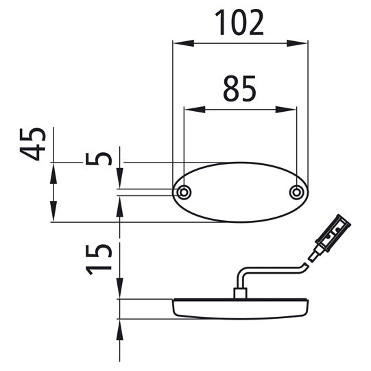 Flatpoint II LED, 24 V, red, 0.50 m, P&R, with reflector
