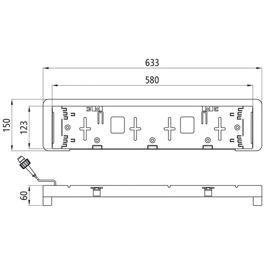 License plate holder, 24 V, Regpoint LED, 0.50 m, 2-pin ASS