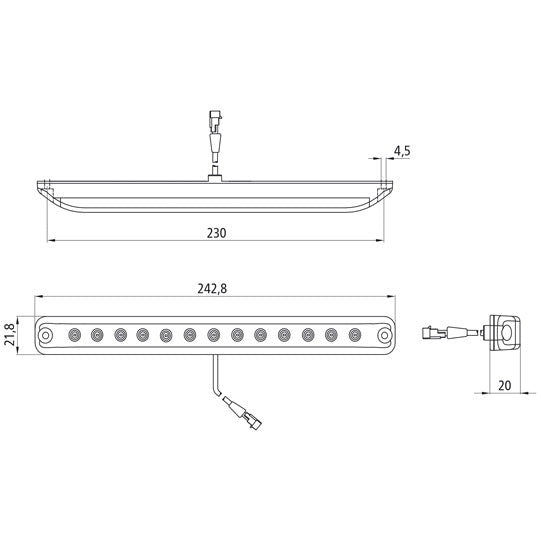 Linepoint I LED, 12/24 V, flashing, 0.15m, 2-pin AMP, OEM