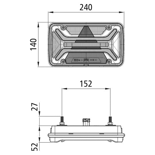 MultiLED III, 12/24 V, right, 7-pin AMP, 1 x 2-pin Superseal