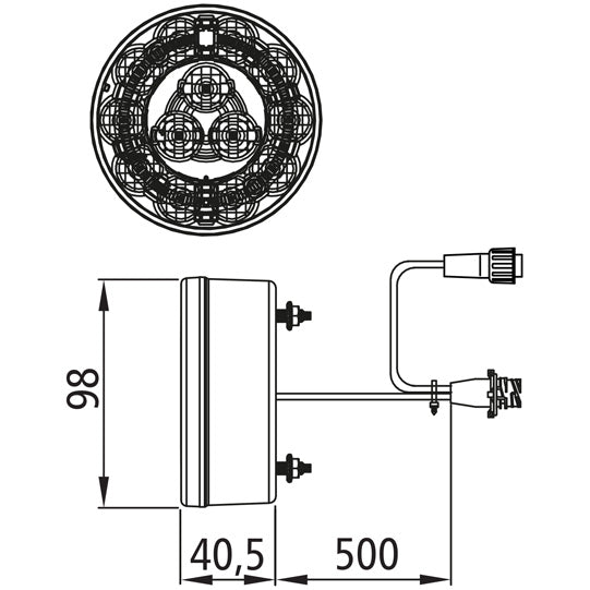 Braspoint 98 LED, 12/24 V, 3-function, 7-pin AMP