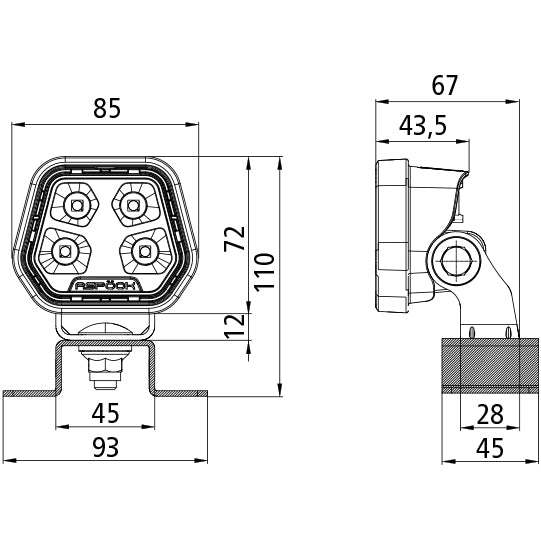 Workpoint II 1000 DT LED, 12/24 V, close-range illumination