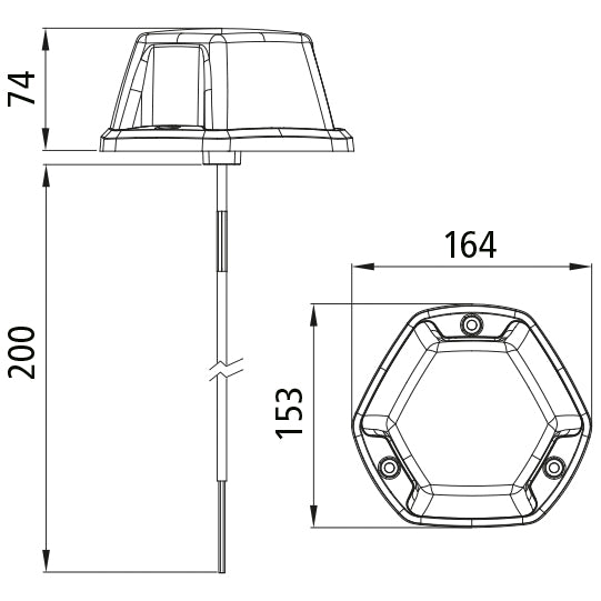 FlashLED, rotating beacon, 12/24 V, direct mnt, 0.20 m, OpenEnd