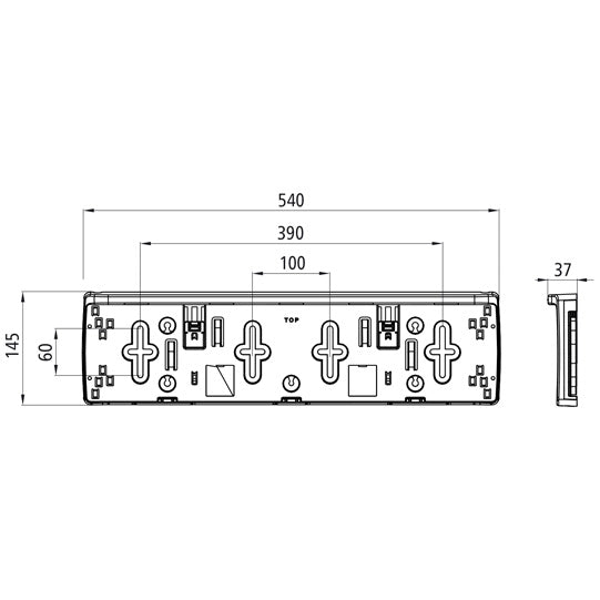 License plate holder w/ integrated lighting, 24 V, 1.5 m, ASS