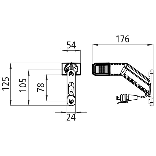 Superpoint IV LED, 12/24V,re, 0.5m,2-pin Superseal socket,OEM