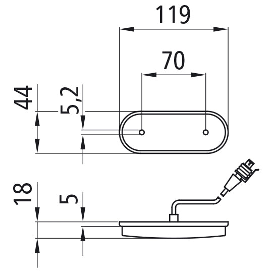 Unipoint LED, 24 V, position light white, 1.50 m, Supers., OEM