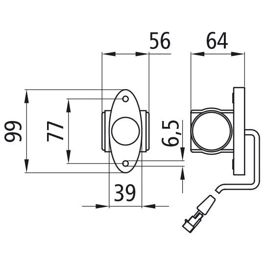 Superpoint III LED, 24V, li/re, 0, 5m, 2-pin.AMP