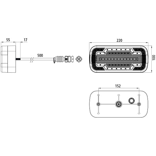 MidiLED I, 12/24 V, R, 5-pin bayonet, 0.5 m, w.RFS +KZL