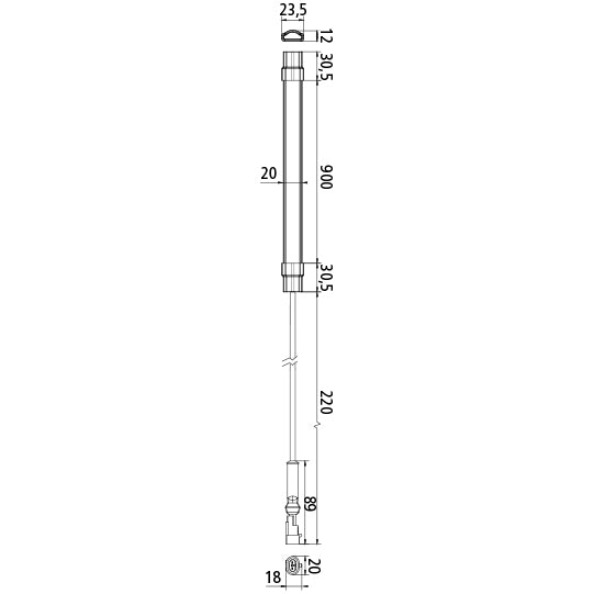 Tubepoint 900 mm, LED, 24 V, interior light, Superseal, OEM