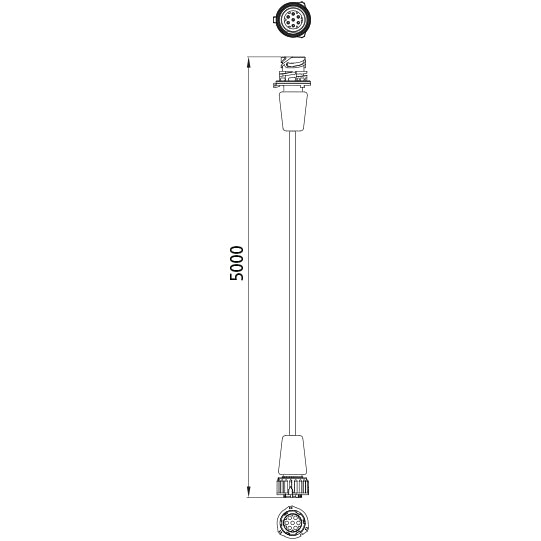 TPMS, extension, 5.0 m, 7-pin AMP male, 7-pin AMP female