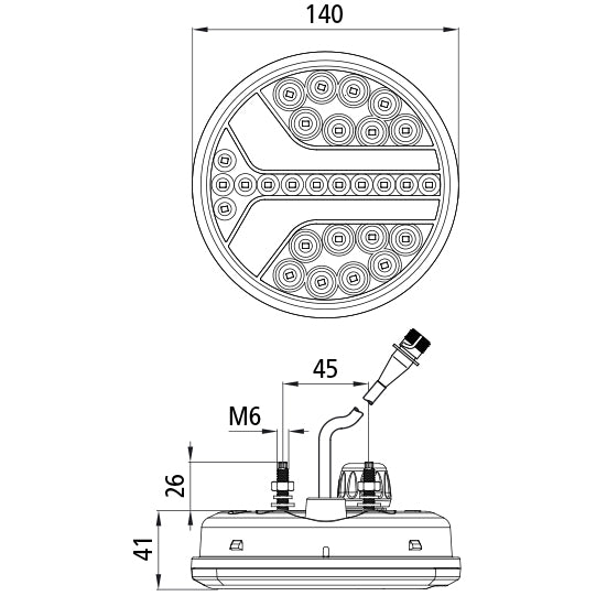 Ecoround LED 3-wireless, 12/24V, li/re, 7-pin ASS