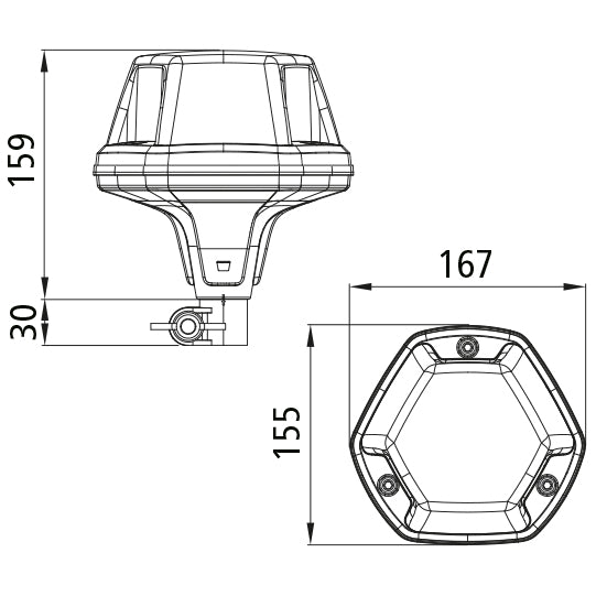 FlashLED, rotating beacon, 12/24 V, DIN connection, OEM