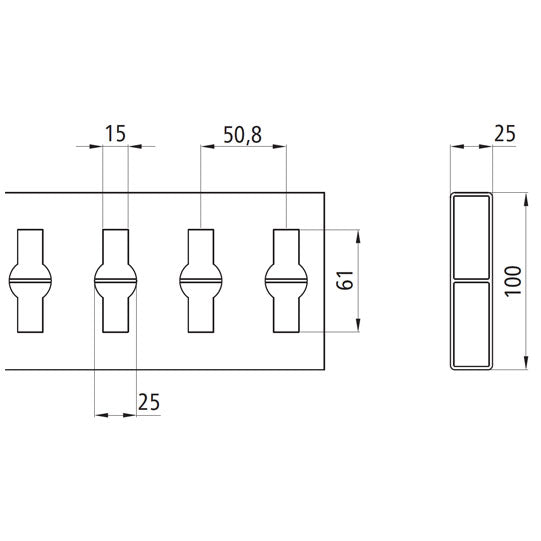 S-Line combi anchor insertion slat 6003, 3600 mm