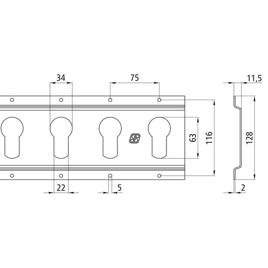 Keyhole anchor channel 1803-H, galvanised stl., 3000 mm