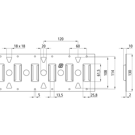 S-Line® slotted-hole anchor channel 3008-FL, SS, 3000 mm