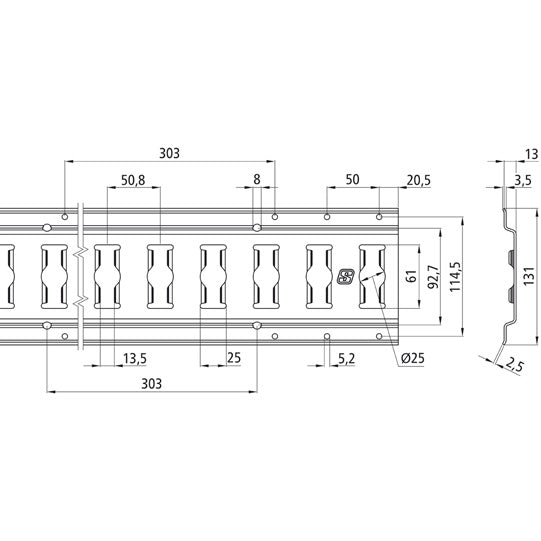 Kombinationsankarränna 3009-VK, förgalvaniserat stål, 6000 m
