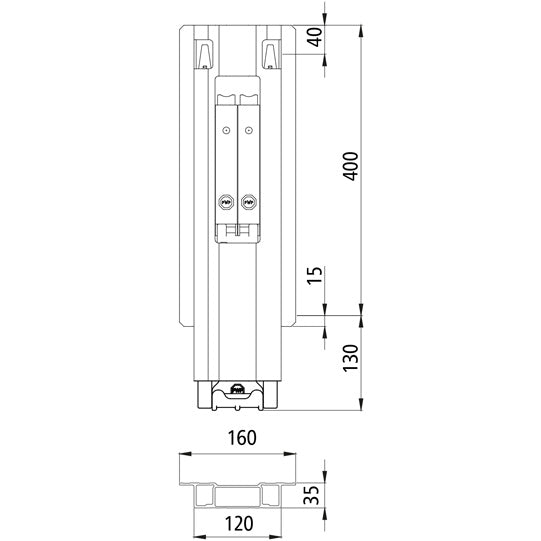 Blueline aluminum-centre pillar DL, anodised, 400 mm