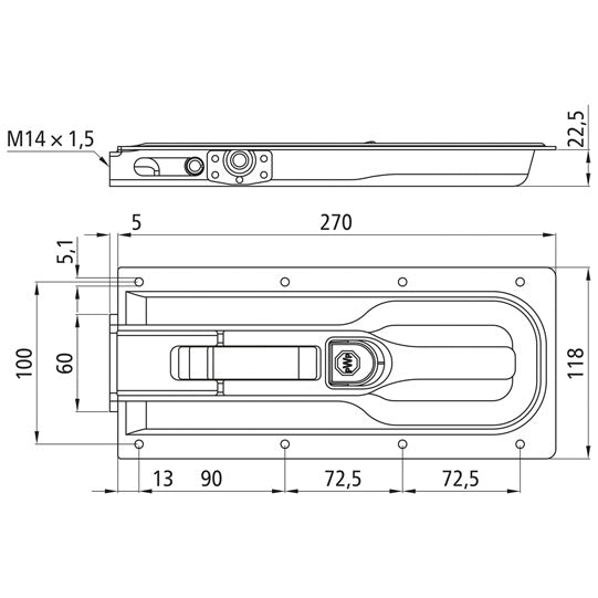Tension lock Paco, galvanised stl., w/out T-piece