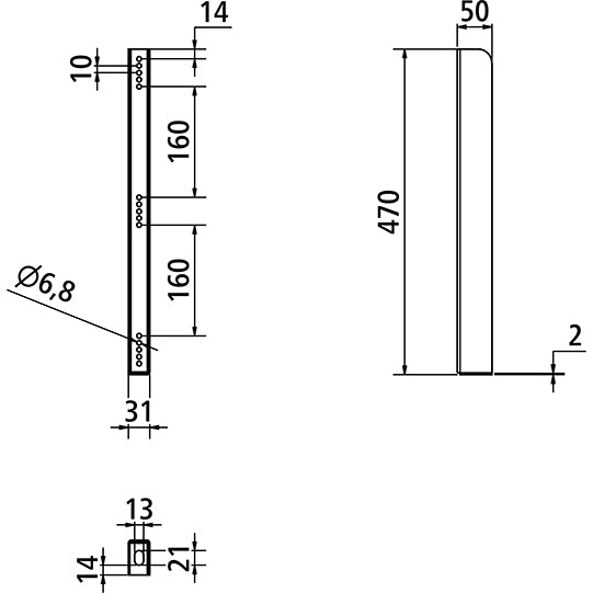 Blueline CS depot 27 x 50 x 470 mm, standard hole pattern