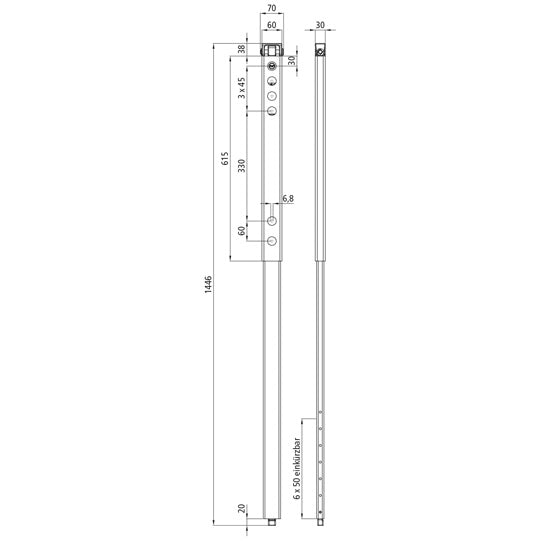 BlueLift push unit, 600 mm, KTL black