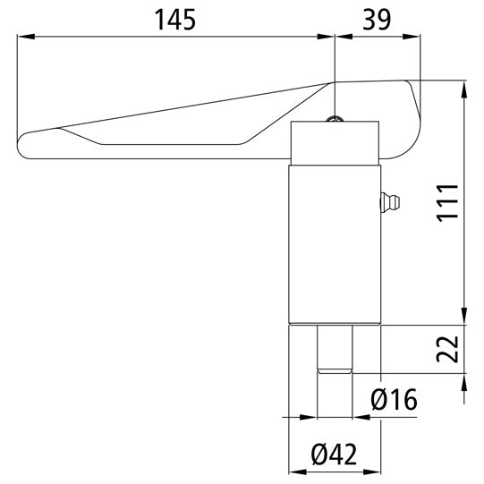 Fjäderbult/stödbensspärr, galvaniserat stål, rått stål.
