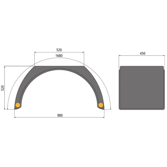 Rear mudguard H-PE 45.1025.17 EMS SG, PP-EPDM