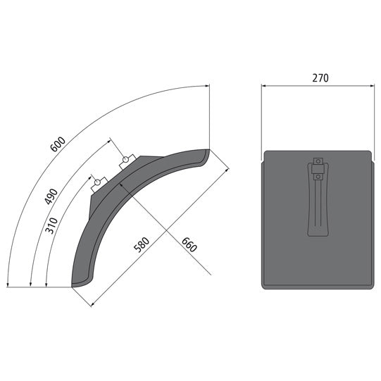 Mudguard short L-PE 27.580.06-IKK SG, PP-EPDM