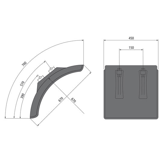 Mudguard short L-PE 45.670.07-IKK SG, polypropylene