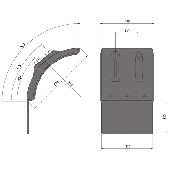 Mudguard quarter L-PE 40.670.07-IKK AS 350 SG, polypropylene