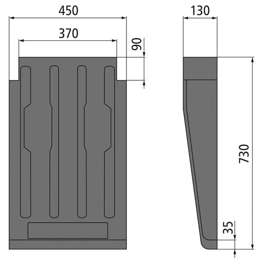 Long trailer mudguard B450 × 730 SG