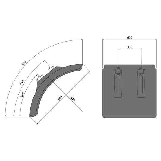 Mudguard short L-PE 60.600.06-IKK SG, polypropylene