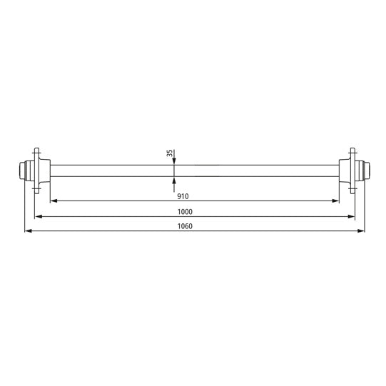 Cart axle K700 - 4/60/100-ET 0, without brake, 700 kg axle load