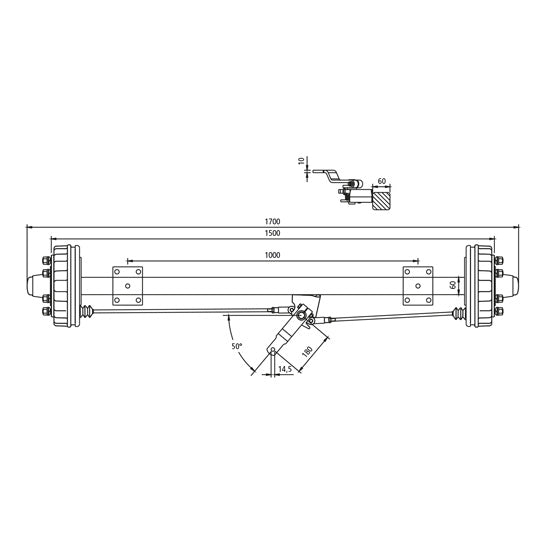 BPW brake axle GS 4006 -RAZG-(1500 track), 3800 kg axle load
