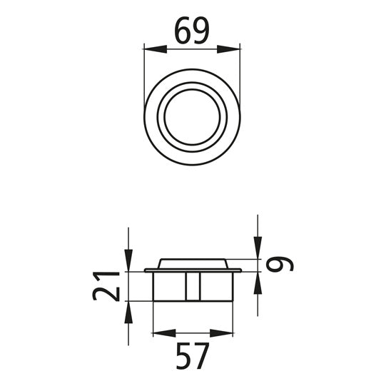 LED-uppovalaisin. 12 V. pyöreä Ø 69 mm