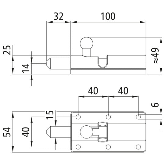 Spring bolt 740, w/ catch, galvanised stl.