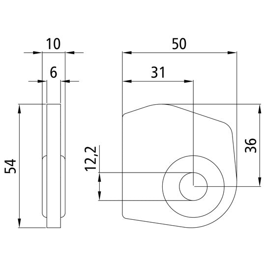 Hinge hinge bearing eye, raw, for tipper hinges