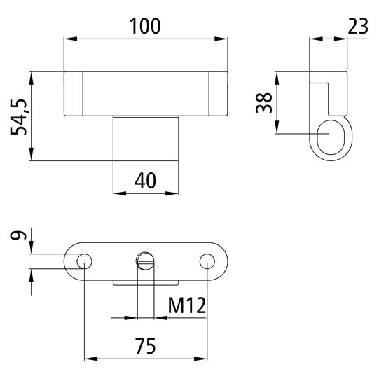 Suer hinge bearing, like 6552N, tie rod hole M12, galvanised